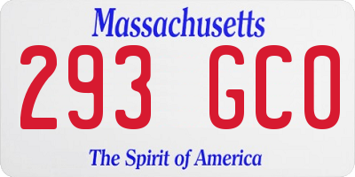 MA license plate 293GC0