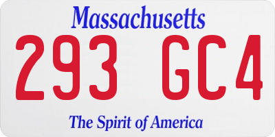 MA license plate 293GC4