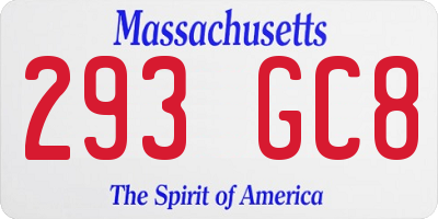 MA license plate 293GC8