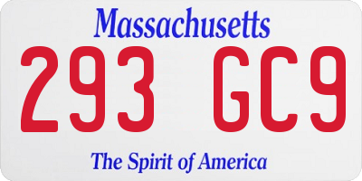 MA license plate 293GC9