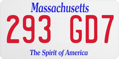 MA license plate 293GD7