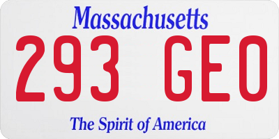 MA license plate 293GE0