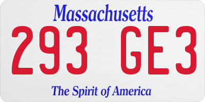 MA license plate 293GE3