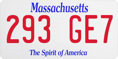 MA license plate 293GE7