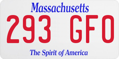 MA license plate 293GF0