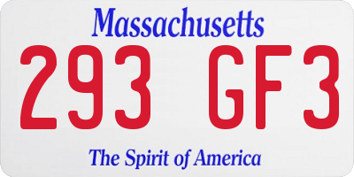 MA license plate 293GF3