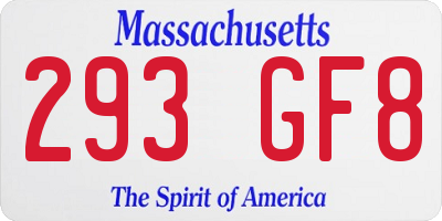 MA license plate 293GF8
