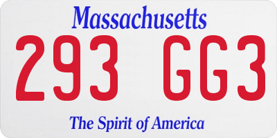 MA license plate 293GG3