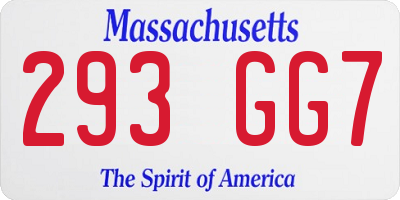 MA license plate 293GG7