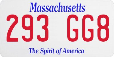MA license plate 293GG8