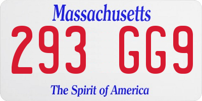 MA license plate 293GG9