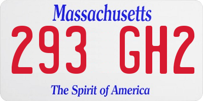 MA license plate 293GH2