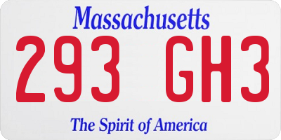 MA license plate 293GH3