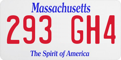 MA license plate 293GH4