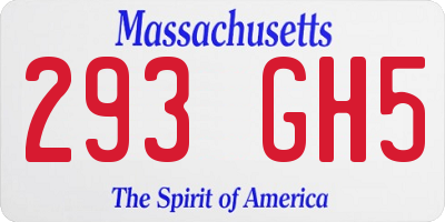 MA license plate 293GH5