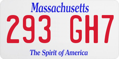 MA license plate 293GH7