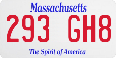 MA license plate 293GH8