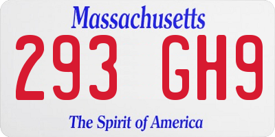 MA license plate 293GH9