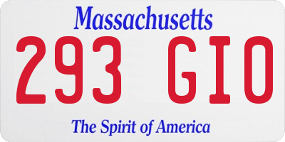 MA license plate 293GI0