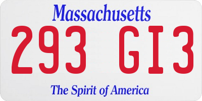 MA license plate 293GI3