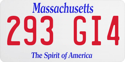 MA license plate 293GI4