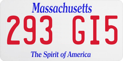 MA license plate 293GI5
