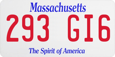 MA license plate 293GI6