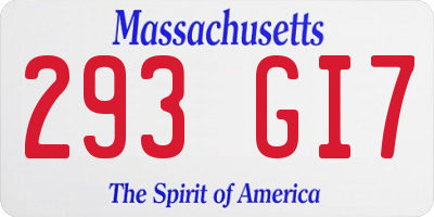 MA license plate 293GI7