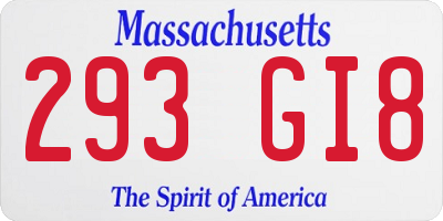MA license plate 293GI8