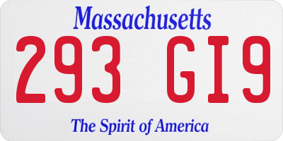 MA license plate 293GI9