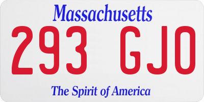 MA license plate 293GJ0