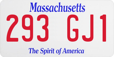 MA license plate 293GJ1