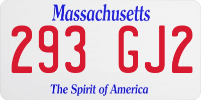 MA license plate 293GJ2