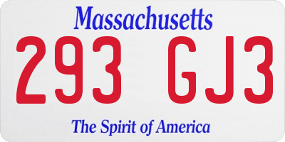 MA license plate 293GJ3