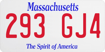 MA license plate 293GJ4