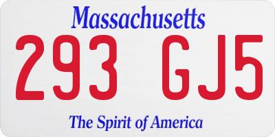 MA license plate 293GJ5