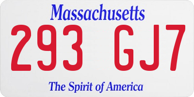 MA license plate 293GJ7