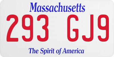 MA license plate 293GJ9