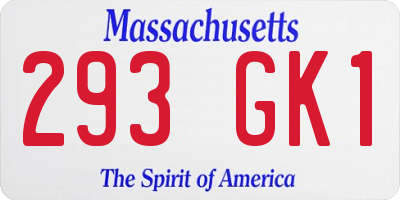 MA license plate 293GK1