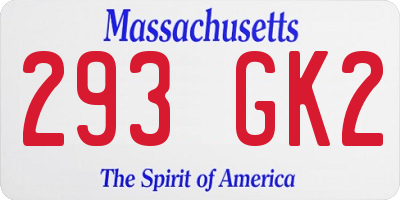 MA license plate 293GK2