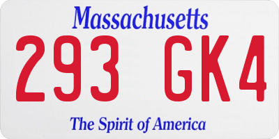 MA license plate 293GK4