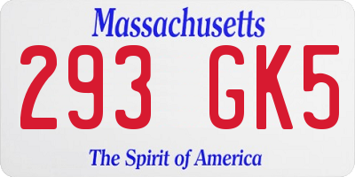 MA license plate 293GK5