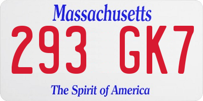 MA license plate 293GK7