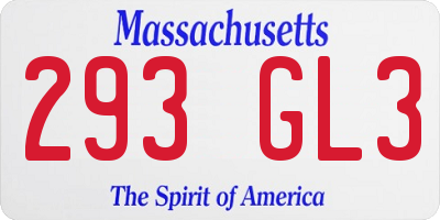 MA license plate 293GL3