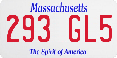 MA license plate 293GL5