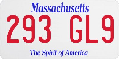 MA license plate 293GL9