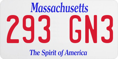 MA license plate 293GN3