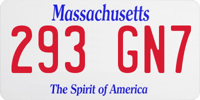 MA license plate 293GN7