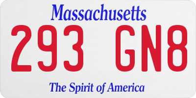 MA license plate 293GN8
