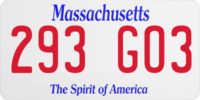 MA license plate 293GO3
